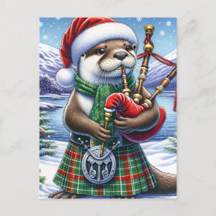 The Cute Scottish Christmas Otter Postcard