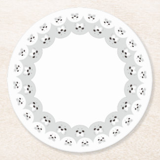 The Cute Seal Parent and Child Round Paper Coaster