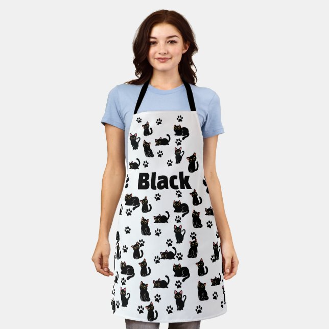 The Cutest Black Cat Apron Gift for Cat Lovers (Worn)