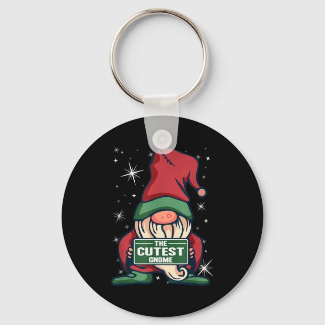 The Cutest Gnome Xmas Elf Matching Family Christma Keychain (Front)