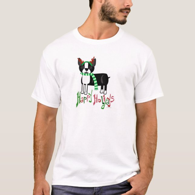 The Cutest Holiday Dog Christmas Cartoon T-Shirt (Front)