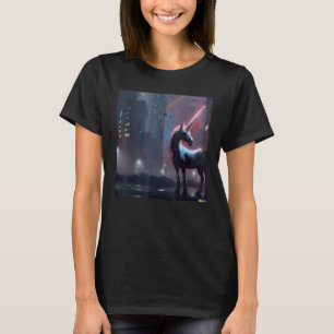 The Cyberpunk Unicorn under a Rainbow in a Future T-Shirt