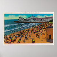 The Cyclone Racer and Beach Crowds, Long Beach