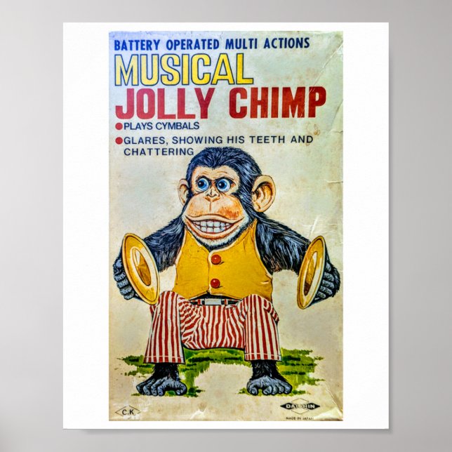 The Cymbal Monkey Sticker  Poster (Front)
