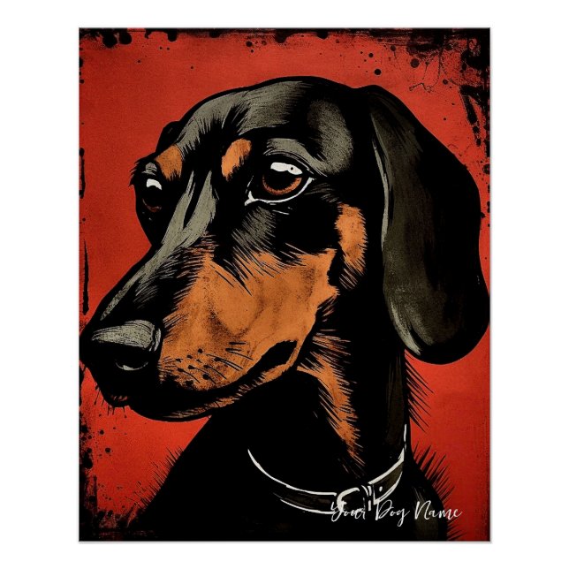 The Dachshund Dog, Red and Black 001 - Ulises Dall Poster (Front)