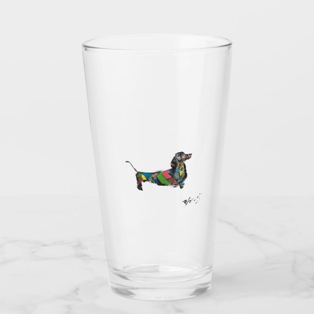 The Dachshund Glass Cup 16 oz. (Front)