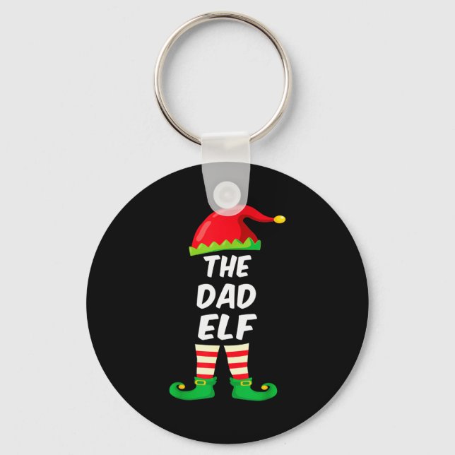 The Dad Elf Family Matching Funny Christmas Costum Keychain (Front)
