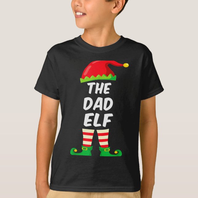 The Dad Elf Family Matching Funny Christmas Costum T-Shirt (Front)