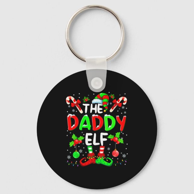 The Daddy Elf Costume Pajamas Pjs Christmas Xmas M Keychain (Front)