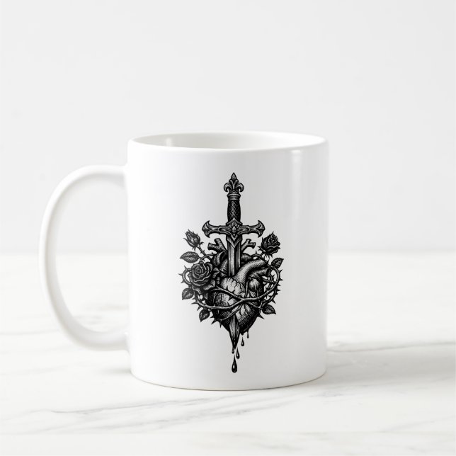 The Dagger of Thorns - Gothic Romance Engraving Coffee Mug (Left)