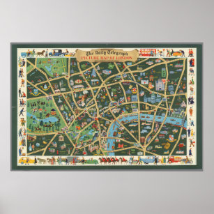 The Daily Telegraph Picture Map of London Poster