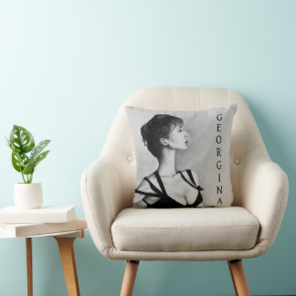 The Dame Sexy Woman Black Dress Portrait Art Throw Pillow
