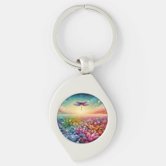 The Dance of Dragonfly Button Keychain (Front)