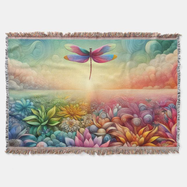 The Dance of Dragonfly Throw Blanket (Front)