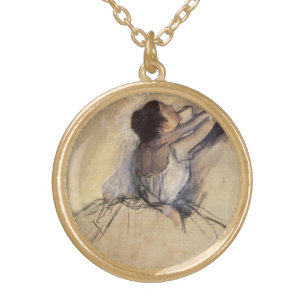 The Dancer by Edgar Degas, Vintage Ballerina Art Gold Plated Necklace