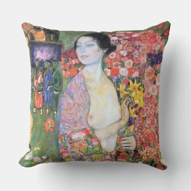 The Dancer, Gustav Klimt Throw Pillow (Front)