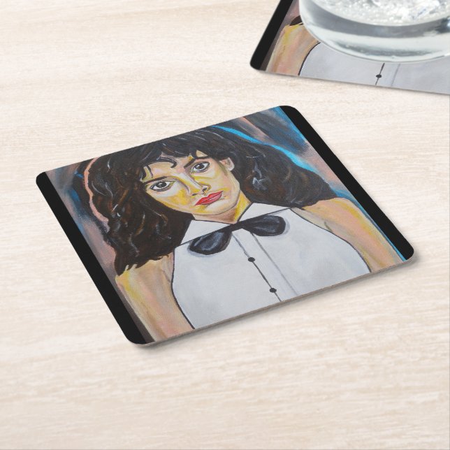 The Dancer Painting by Alfred Fox Square Paper Coaster (Angled)