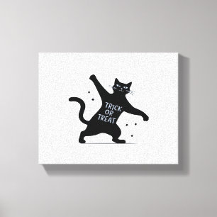 The Dancing Black Cat's Spooktacular Trick-or-Trea Canvas Print