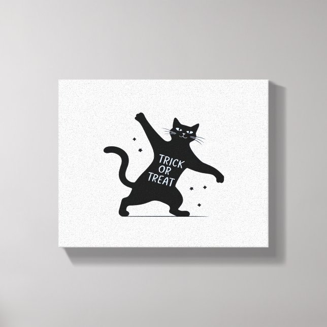 The Dancing Black Cat's Spooktacular Trick-or-Trea Canvas Print (Front)