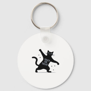 The Dancing Black Cat's Spooktacular Trick-or-Trea Keychain