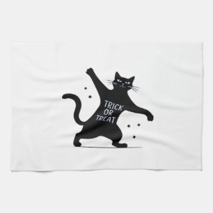The Dancing Black Cat's Spooktacular Trick-or-Trea Kitchen Towel