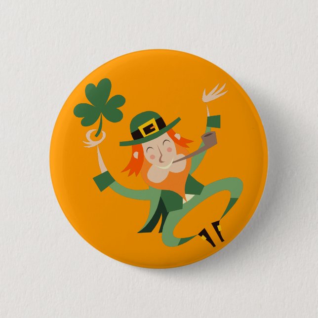 The Dancing Leprechaun 2 Inch Round Button (Front)
