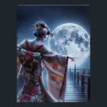 The dancing of the geisha on the moon poster<br><div class="desc">A geisha in traditional Japanese kimono, which dances in moonlight.</div>