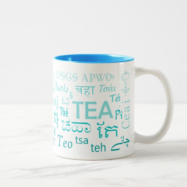 Thé dans chaque langue Mug en bleu (Droit)