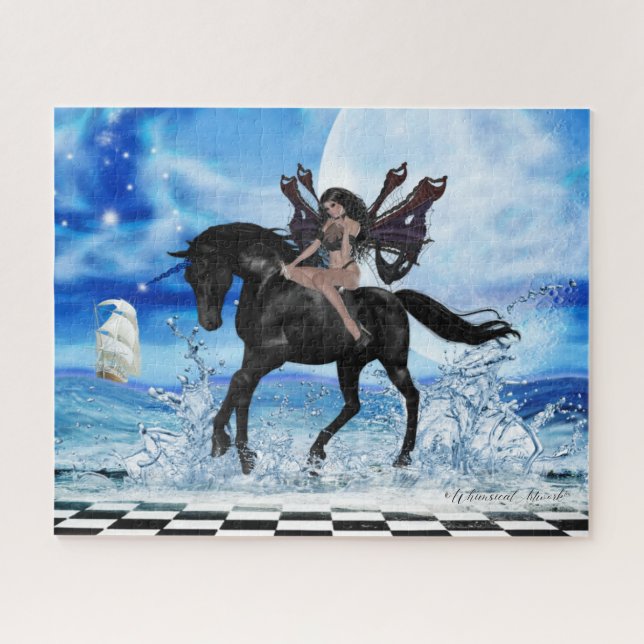 The Dark Angel and her Black Unicorn  Jigsaw Puzzle (Horizontal)