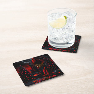 The dark christmas time. square paper coaster