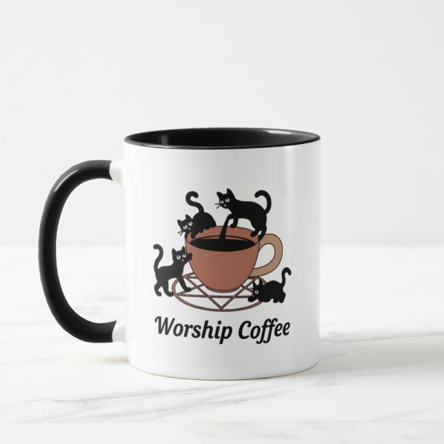 The Dark Lord Cats Worship Coffee, Worship Coffee Mug (Left)