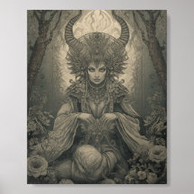 The Dark Seer - Vintage Occult Priestess Fine Art