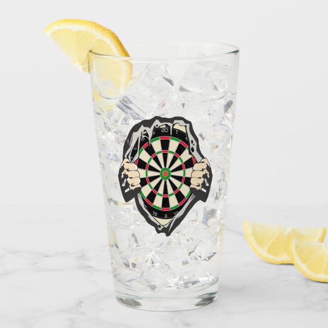 The dartboard on your chest Darts Fever Glass (Front Ice)