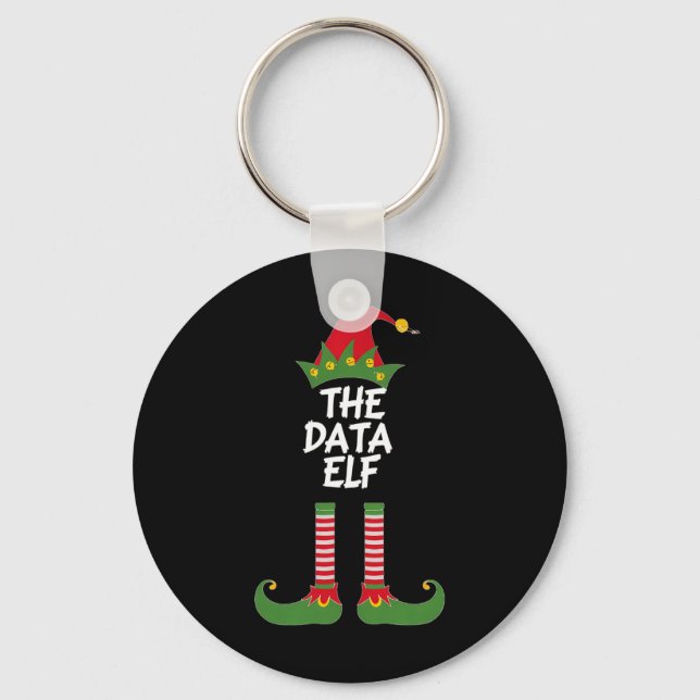 The Data Elf Funny Christmas Analyst Scientist Mat Keychain (Front)