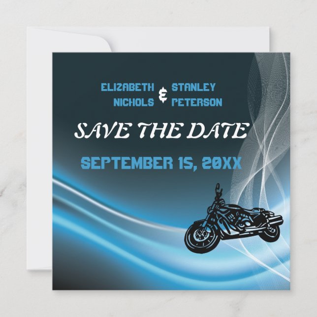 The Date annonce de mariage de motard de route bleu Save th (Devant)