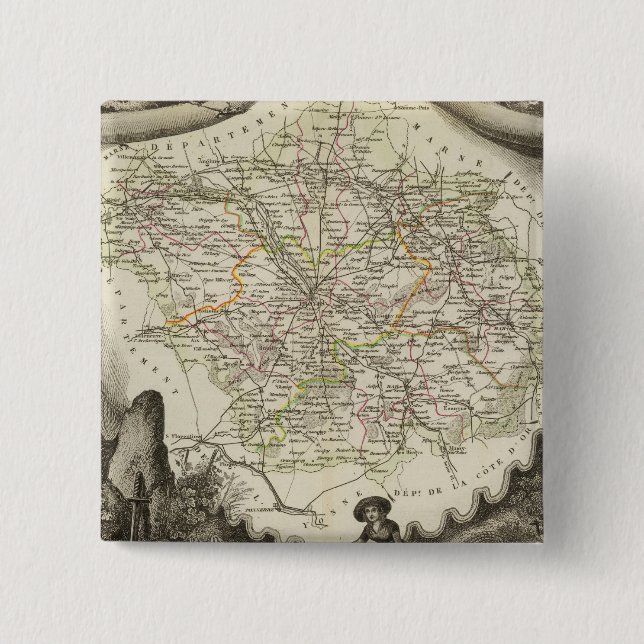 The dawn 2 inch square button (Front)