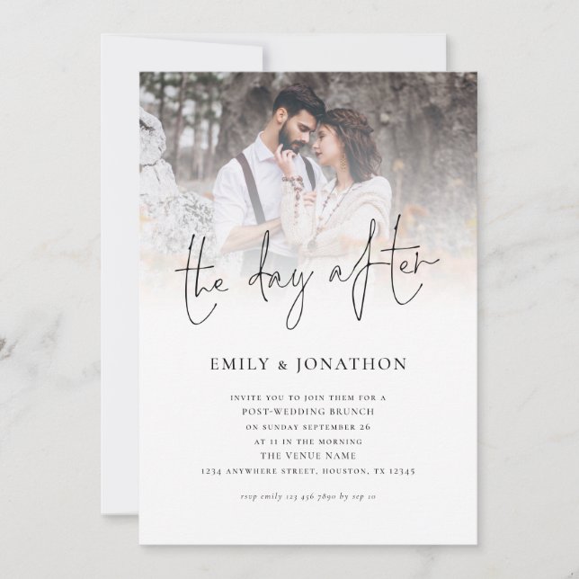 The Day After Photo Overlay Wedding Brunch  Invitation (Front)