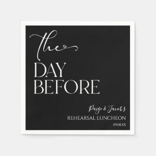 The Day Before Minimal Wedding Rehearsal Luncheon Napkin