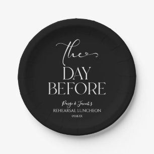 The Day Before Minimal Wedding Rehearsal Luncheon Paper Plate