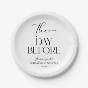 The Day Before Minimal Wedding Rehearsal Luncheon Paper Plate