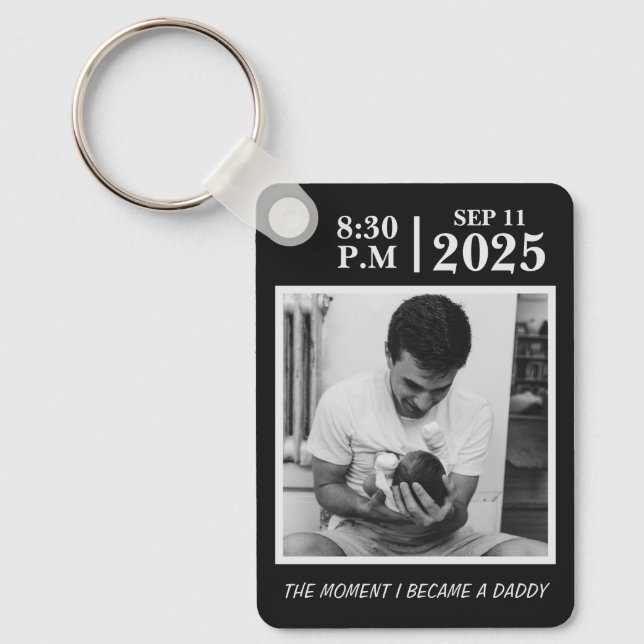 The Day I Became a Dad, Personalized Birth Memory Keychain (Front)