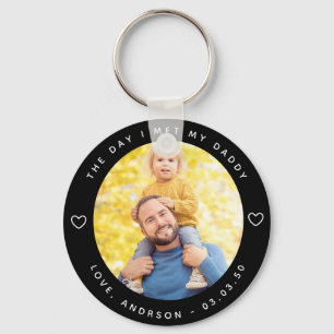 The Day I Met My Daddy Photo First Father's Day Keychain