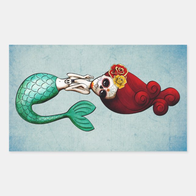 The Day of The Dead Beautiful Mermaid Sticker (Front)