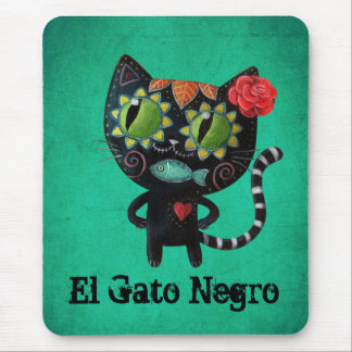 The Day of The Dead Black Cat Mouse Pad
