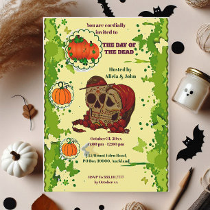 The Day of the Dead Couples Halloween Spooky Party Invitation