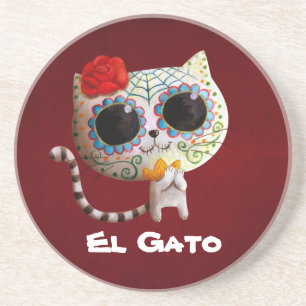 The Day of The Dead Cute Cat Coaster