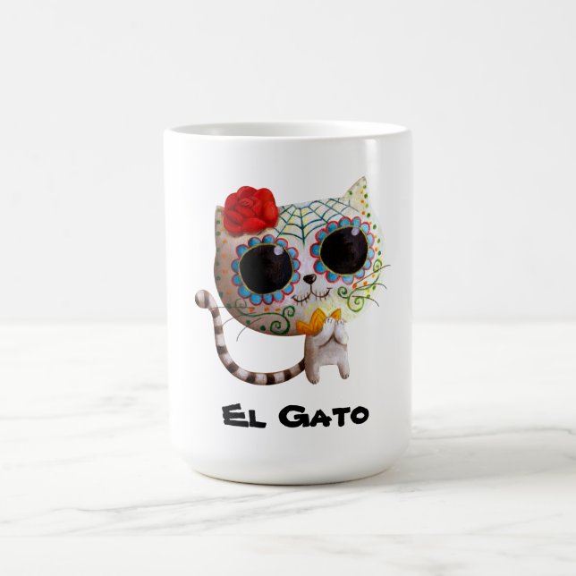 The Day of The Dead Cute Cat Coffee Mug (Center)