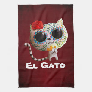 The Day of The Dead Cute Cat Kitchen Towel