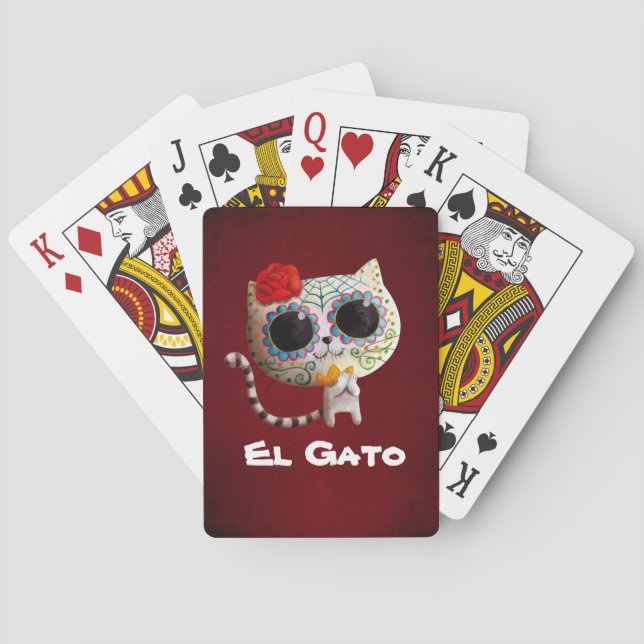 The Day of The Dead Cute Cat Playing Cards (Back)