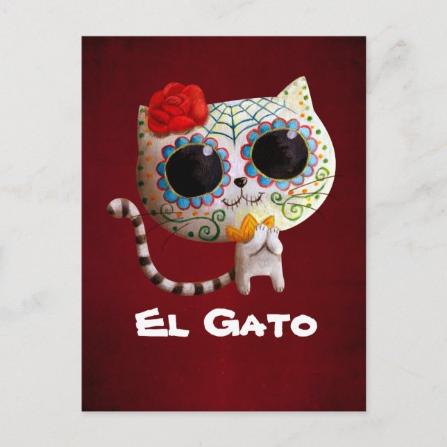 The Day of The Dead Cute Cat Postcard (Front)